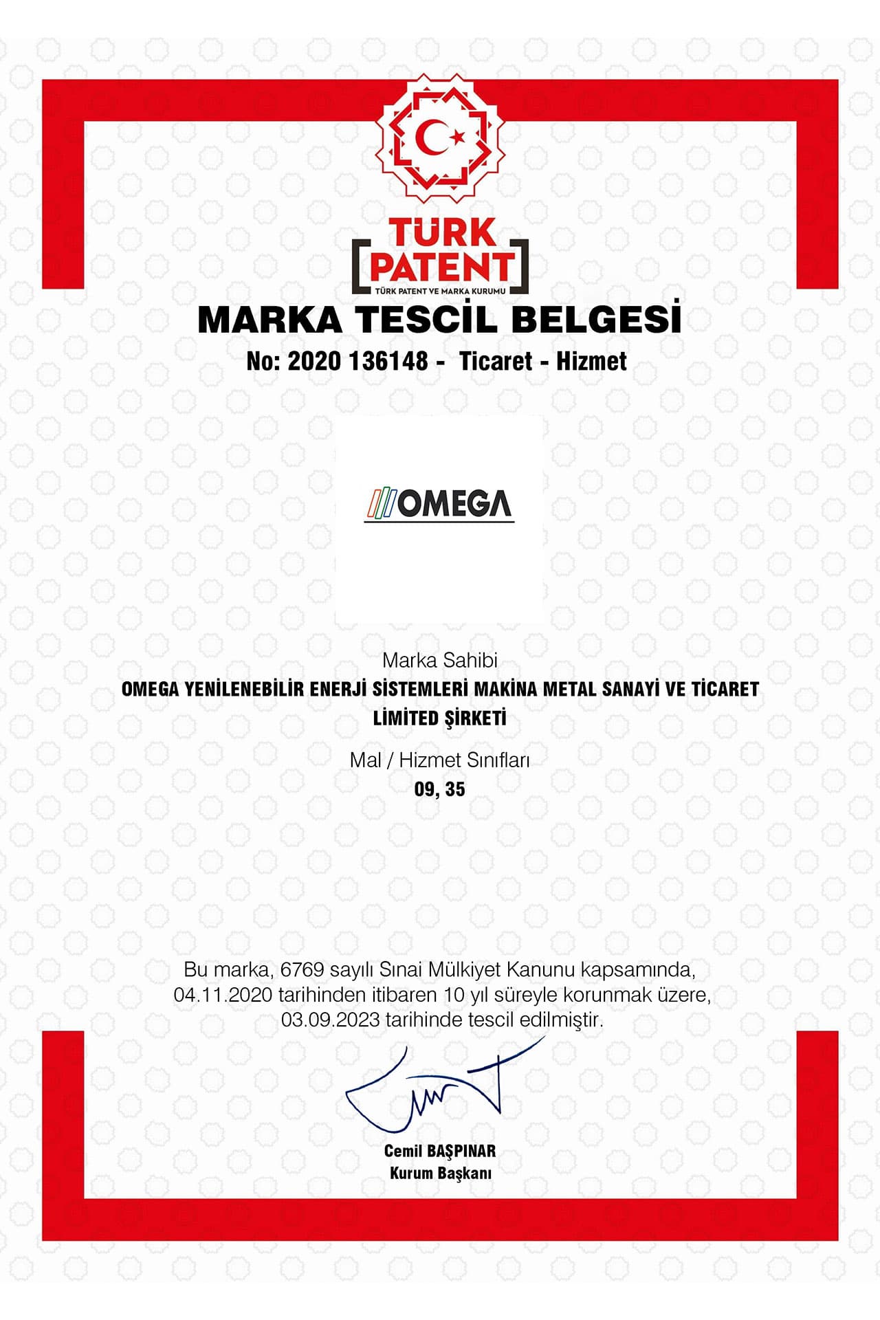 Marka Tescil Belgesi