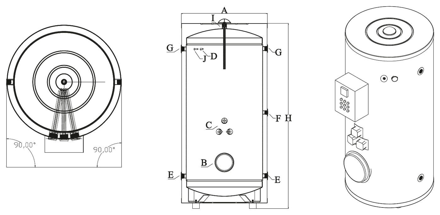 Electric Boiler — Technical Drawing