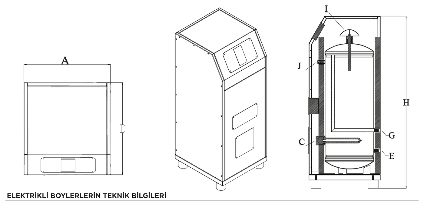 Smart Serisi Elektrikli Boyler — Teknik Çizim